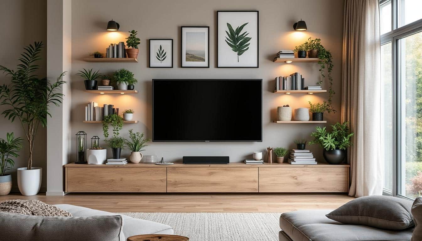 Illustration: Les styles incontournables pour une décoration autour du mur TV dans le salon