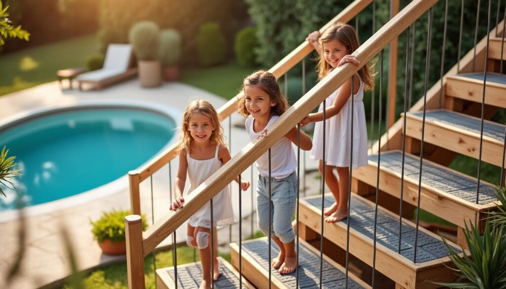 Escalier extérieur pour piscine hors sol : sécurité et confort garantis