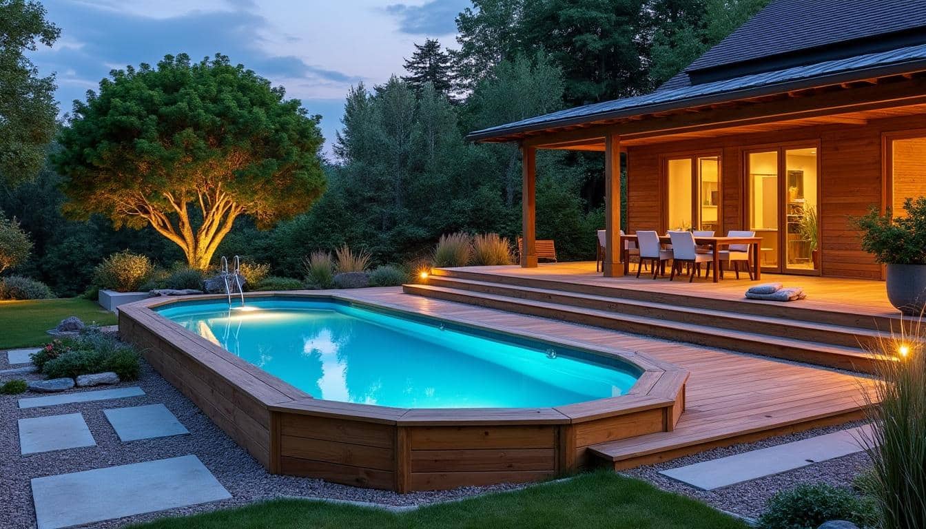 Illustration: Comprendre les différents types et formes de piscine en bois semi enterrée