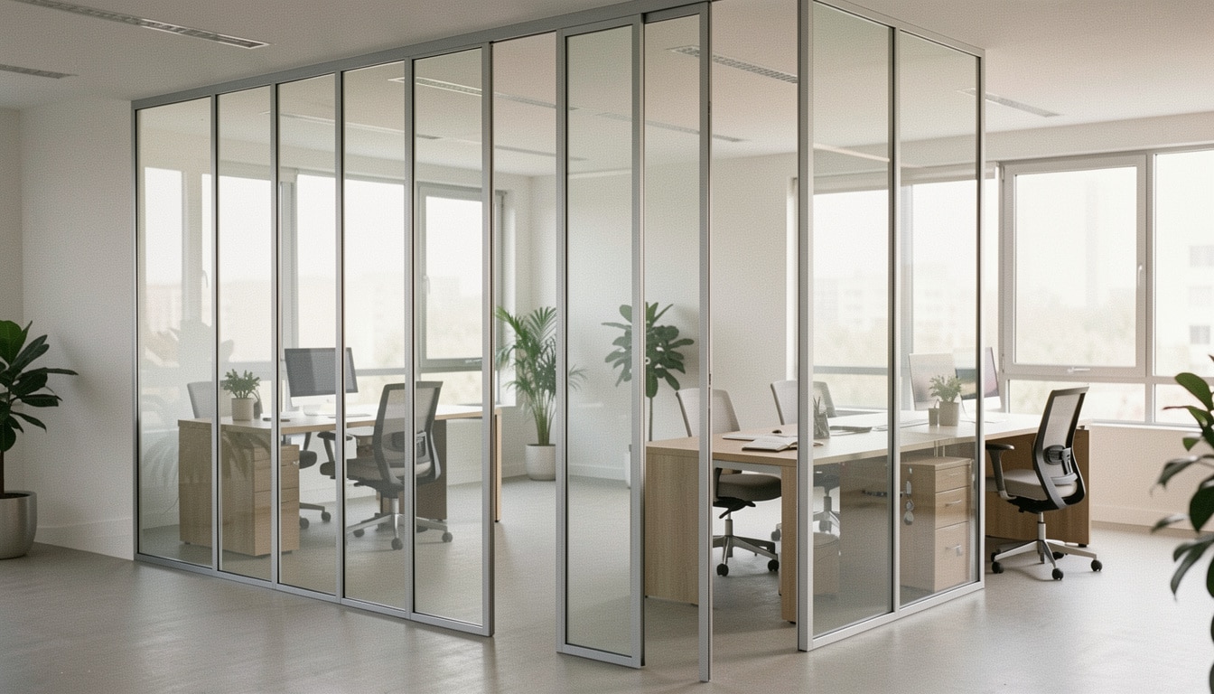 Cloison amovible en aluminium pour aménager un bureau